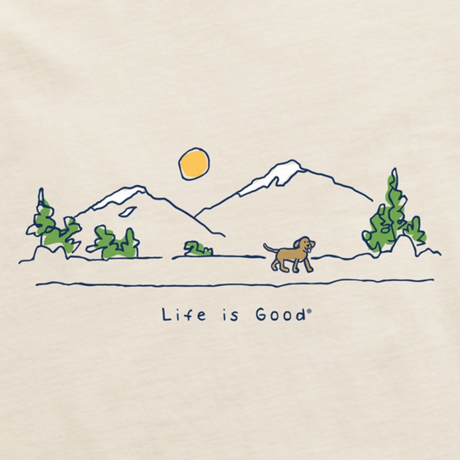 Women Life is Good Graphic Tees | Women'S Quirky Dog Vista Crusher Tee Putty White