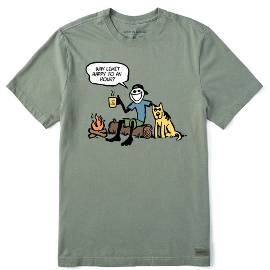 Men Life is Good Graphic Tees | Men'S Jake And Rocket Happy Hour Comic Short Sleeve Tee Moss Green