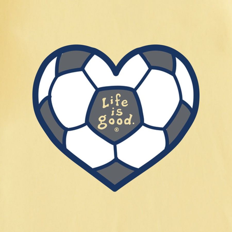 Kids Life is Good Graphic Tees | Kids Soccer Heart Crusher Tee Sandy Yellow