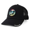 Women Life is Good Hats | Here Comes The Sun Palms Soft Mesh Back Cap Jet Black