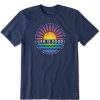 Men Life is Good Graphic Tees | Men'S Tie Dye Sunset Burst Short Sleeve Tee Darkest Blue