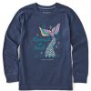 Kids Life is Good Graphic Tees | Kids Mermaid At Heart Long Sleeve Crusher Tee Darkest Blue