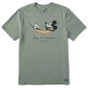 Men Life is Good Graphic Tees | Men'S Watercolor Steamboat Willie Hammock Short Sleeve Tee Moss Green