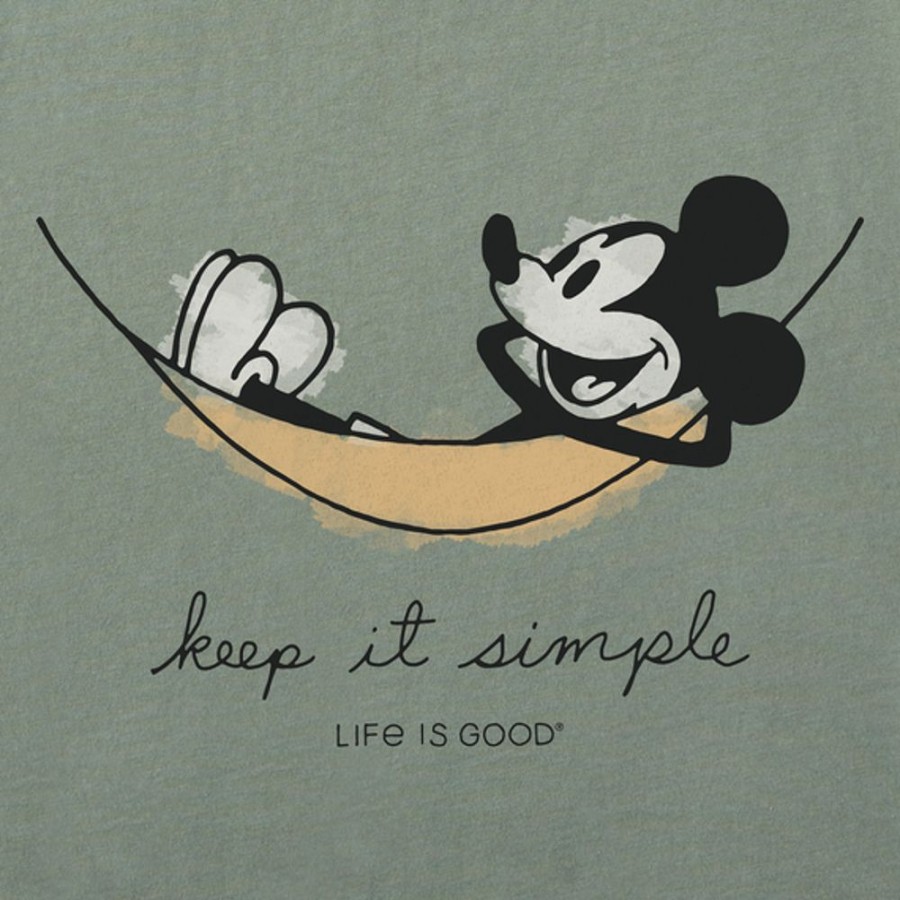 Men Life is Good Graphic Tees | Men'S Watercolor Steamboat Willie Hammock Short Sleeve Tee Moss Green