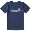 Kids Life is Good Graphic Tees | Kids Vintage Keep It Reel Winnie Fishing Crusher Tee Darkest Blue