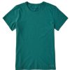 Women Life is Good Solid Tees | Women'S Solid Short Sleeve Tee Spruce Green