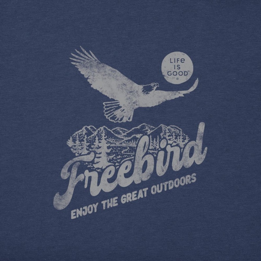 Men Life is Good Graphic Tees | Men'S Bald Eagle Freebird Short Sleeve Tee Darkest Blue