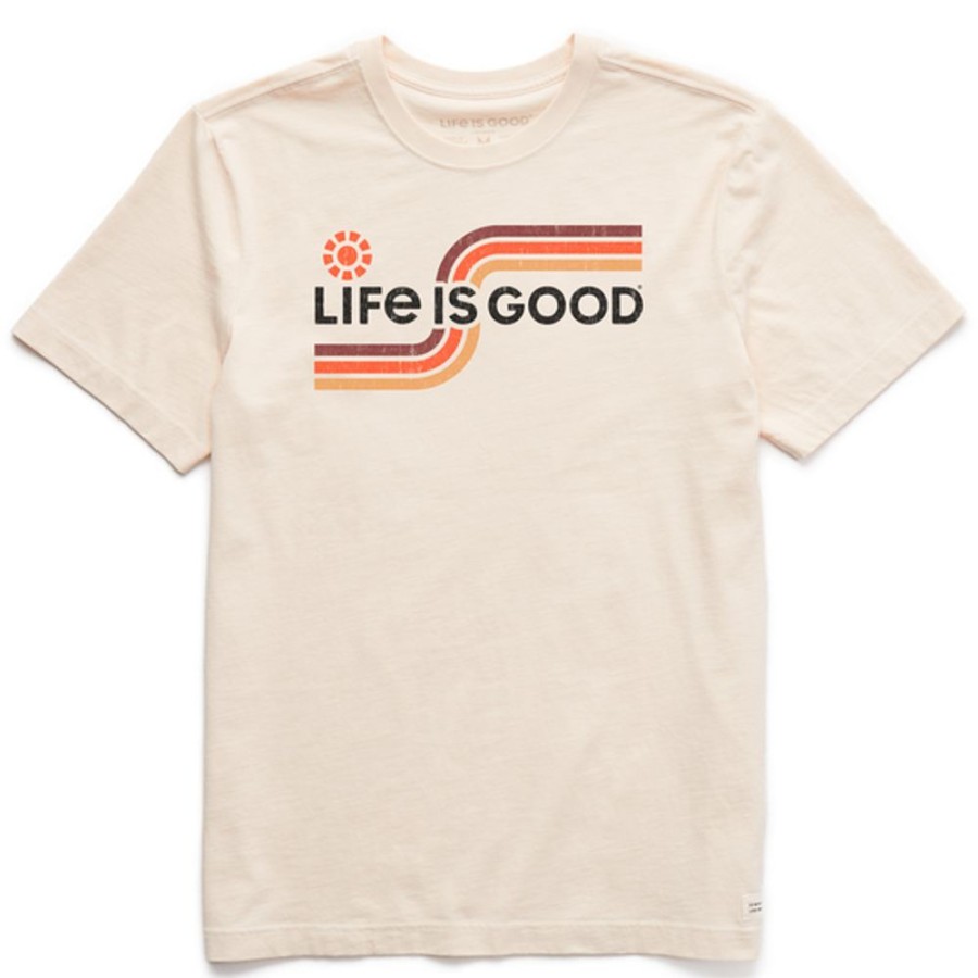 Men Life is Good Graphic Tees | Men'S Groovy Sunny Stripes Crusher Tee Putty White