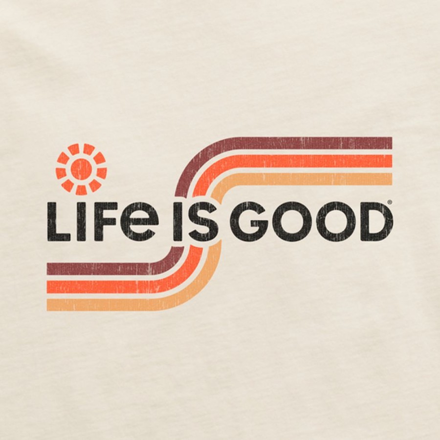 Men Life is Good Graphic Tees | Men'S Groovy Sunny Stripes Crusher Tee Putty White