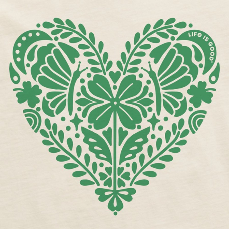 Women Life is Good Graphic Tees | Women'S Celtic Clover Heart Boxy Crusher Tee Putty White