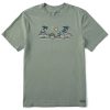 Men Life is Good Graphic Tees | Men'S Vintage Turtle Beach Scene Short Sleeve Tee Moss Green