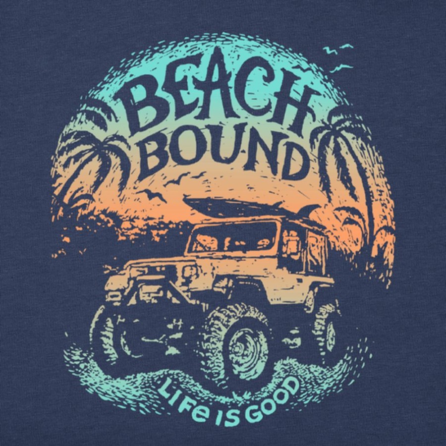 Men Life is Good Graphic Tees | Men'S Beach Bound 4X4 Short Sleeve Tee Darkest Blue