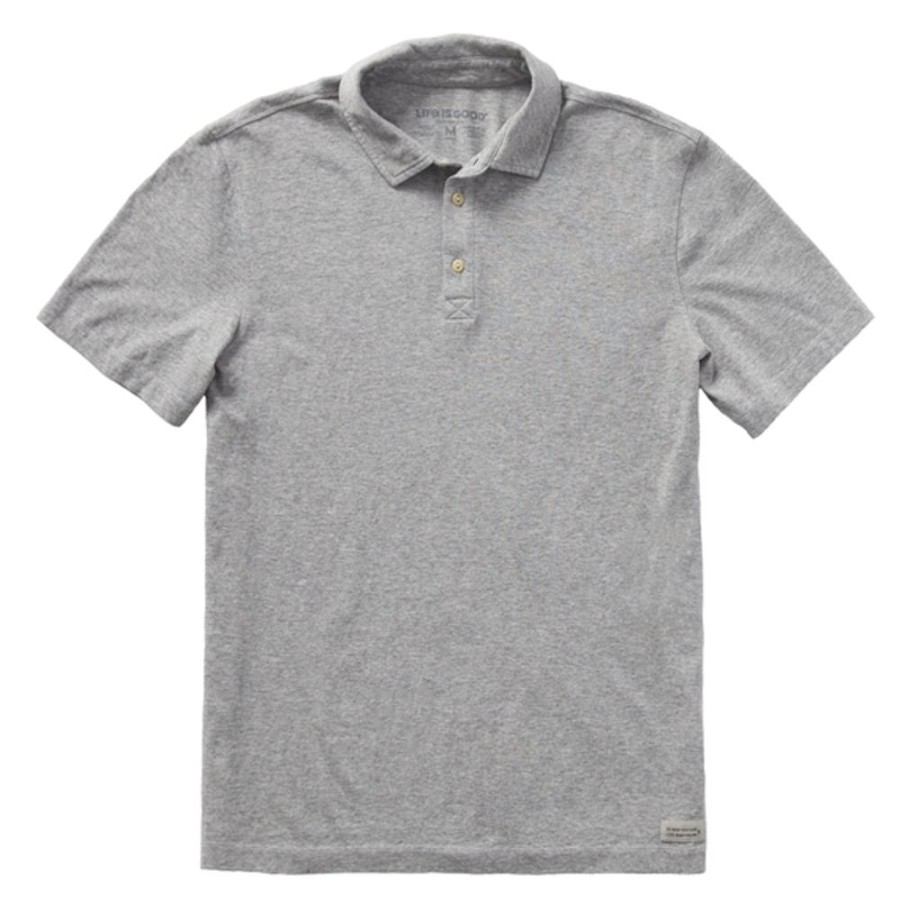 Men Life is Good Casual Shirts | Men'S Solid Crusher-Lite Polo Heather Gray