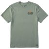 Men Life is Good Graphic Tees | Men'S Roadtrip Mountains Short Sleeve Tee Moss Green