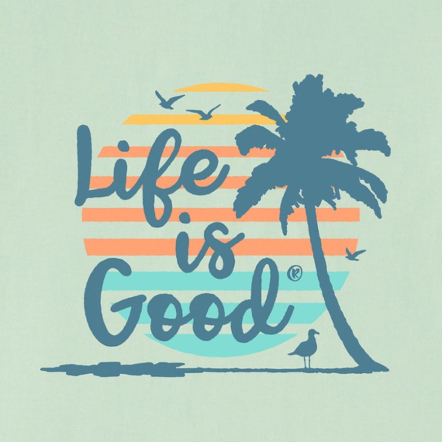 Women Life is Good Graphic Tees | Women'S Matchbook Circle Palms Short Sleeve Tee Sage Green