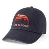 Men Life is Good Hats | Retro Mountains Chill Cap Jet Black