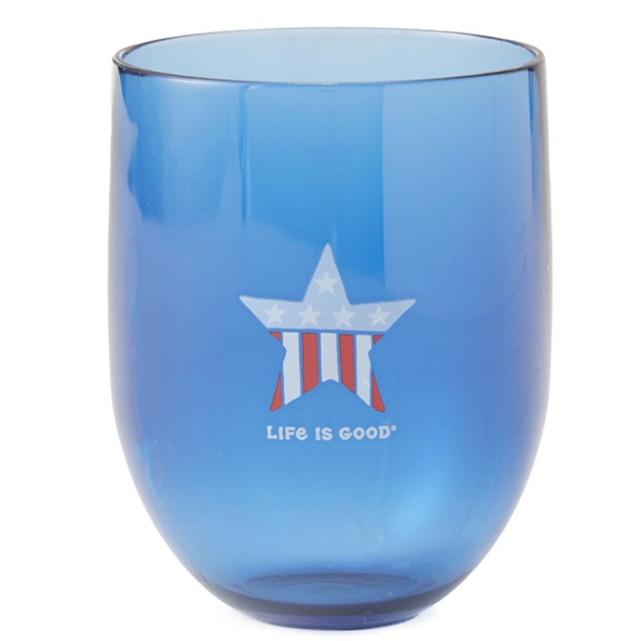 Home Life is Good Coasters | Patriotic Star Stemless Wine Tumblers Darkest Blue