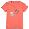 Women Life is Good Graphic Tees | Women'S Fineline Sunset Palms Crusher Vee Mango Orange