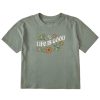 Women Life is Good Boxy Tees | Women'S Clean Garden Boxy Crusher Tee Moss Green