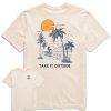 Men Life is Good Graphic Tees | Men'S Take It Outside Beach Short Sleeve Tee Putty White