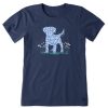 Women Life is Good Graphic Tees | Women'S Patterna Daisy Dog Short Sleeve Tee Darkest Blue