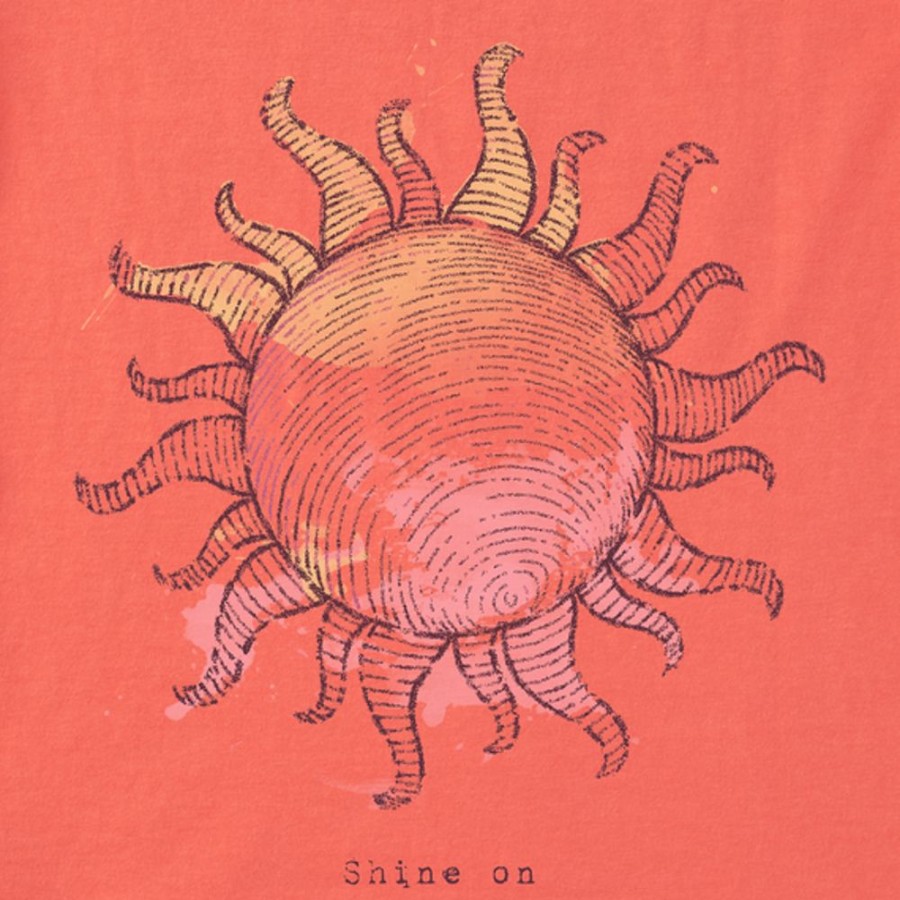 Women Life is Good Boxy Tees | Women'S Fineline Shine On Sun Boxy Crusher Tee Mango Orange