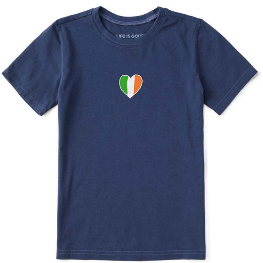 Kids Life is Good Graphic Tees | Kids Quirky Irish Flag Heart Crusher Tee Darkest Blue