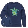 Women Life is Good Sweatshirts & Hoodies | Women'S Quirky Mosiac Sea Turtle Simply True Fleece Crew Darkest Blue