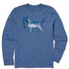 Men Life is Good Graphic Tees | Men'S Inkbrush Snowscape Dog Long Sleeve Crusher Tee Vintage Blue