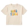 Women Life is Good Boxy Tees | Women'S Groovy Smiley Good Vibes Boxy Crusher Tee Putty White