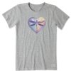 Women Life is Good Graphic Tees | Women'S Dragonfly Heart Short Sleeve Tee Heather Gray