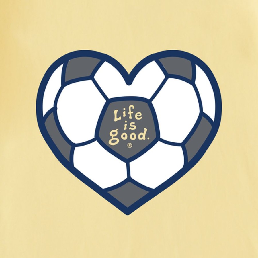 Kids Life is Good Graphic Tees | Kids Soccer Heart Crusher Tee Sandy Yellow