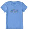 Women Life is Good Graphic Tees | Women'S Vintage Tropical Fish Vista Short Sleeve Vee Cornflower Blue