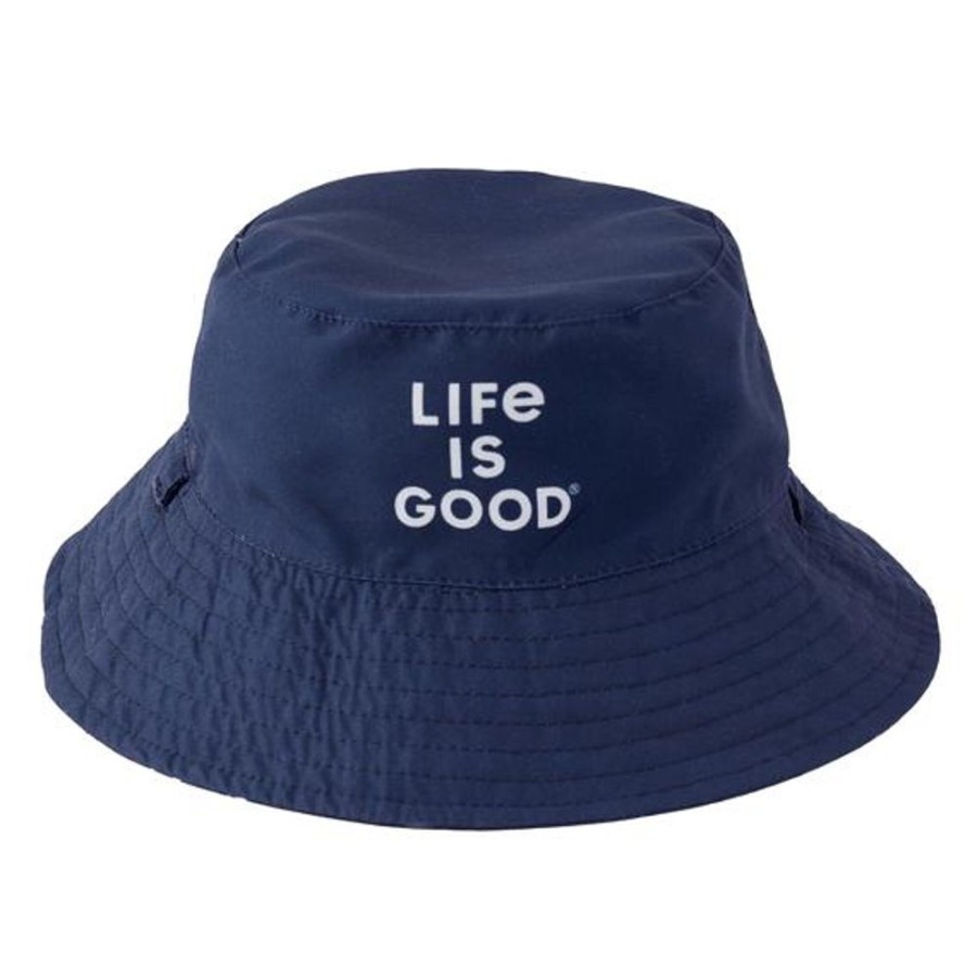 Kids Life is Good Hats | Toddler Camp Lig Pattern Made In The Shade Bucket Hat Darkest Blue