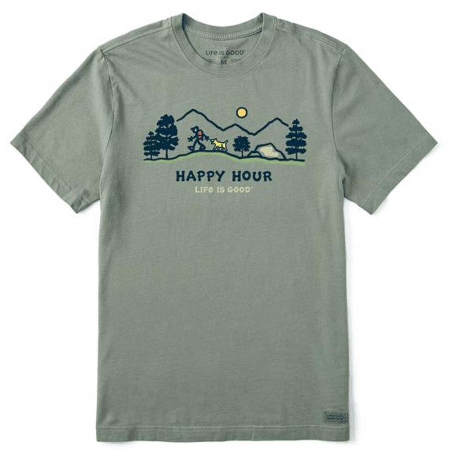 Men Life is Good Graphic Tees | Men'S Jake And Rocket Happy Hour Hike Short Sleeve Tee Moss Green