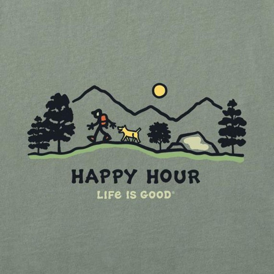 Men Life is Good Graphic Tees | Men'S Jake And Rocket Happy Hour Hike Short Sleeve Tee Moss Green