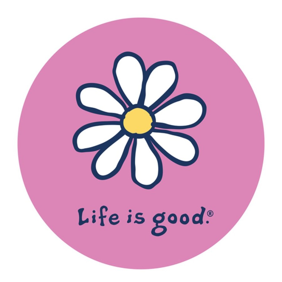 Home Life is Good Stickers & Magnets | Lig Daisy Vintage 4" Circle Sticker Happy Pink