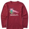 Kids Life is Good Graphic Tees | Kids Snaxolotl Long Sleeve Crusher Tee Cranberry Red