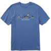 Men Life is Good Graphic Tees | Men'S Vintage Fishing Boat Vista Short Sleeve Tee Vintage Blue