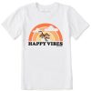 Kids Life is Good Graphic Tees | Kids Vintage Happy Vibes Tiger Stripe Rainbow Crusher Tee Cloud White