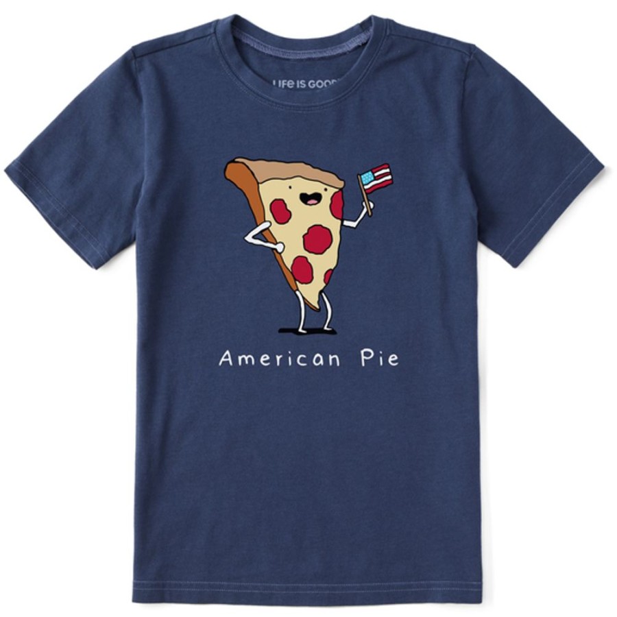 Kids Life is Good Graphic Tees | Kids American Pizza Pie Crusher Tee Darkest Blue