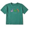 Women Life is Good Boxy Tees | Women'S Realaxed Amphibious Trio Boxy Crusher Tee Spruce Green