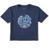 Women Life is Good Boxy Tees | Women'S Pisces Zodiac Vibes Boxy Crusher Tee Darkest Blue