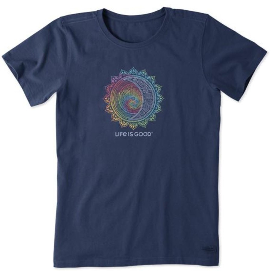 Women Life is Good Graphic Tees | Women'S Tie Dye Primal Celestial Crusher Tee Darkest Blue