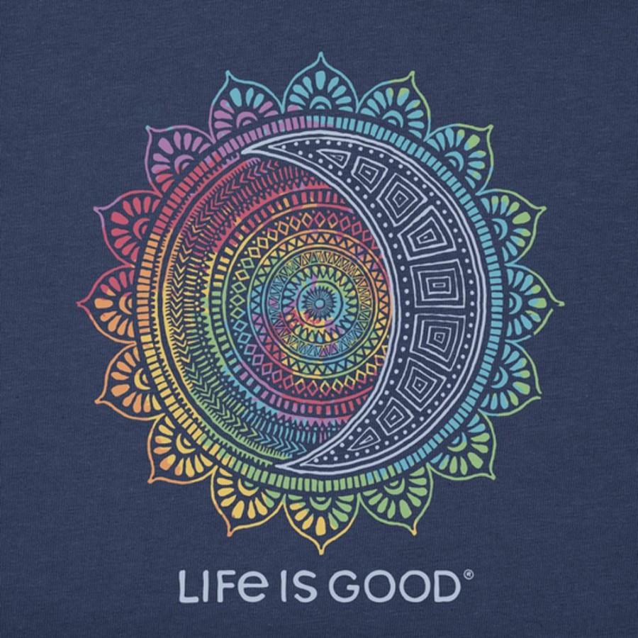 Women Life is Good Graphic Tees | Women'S Tie Dye Primal Celestial Crusher Tee Darkest Blue