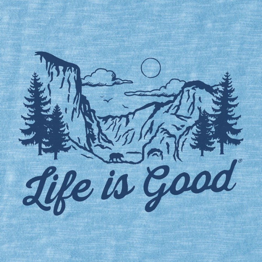 Men Life is Good Graphic Tees | Men'S Lig Hand Drawn Scene Textured Slub Hoodie Cool Blue