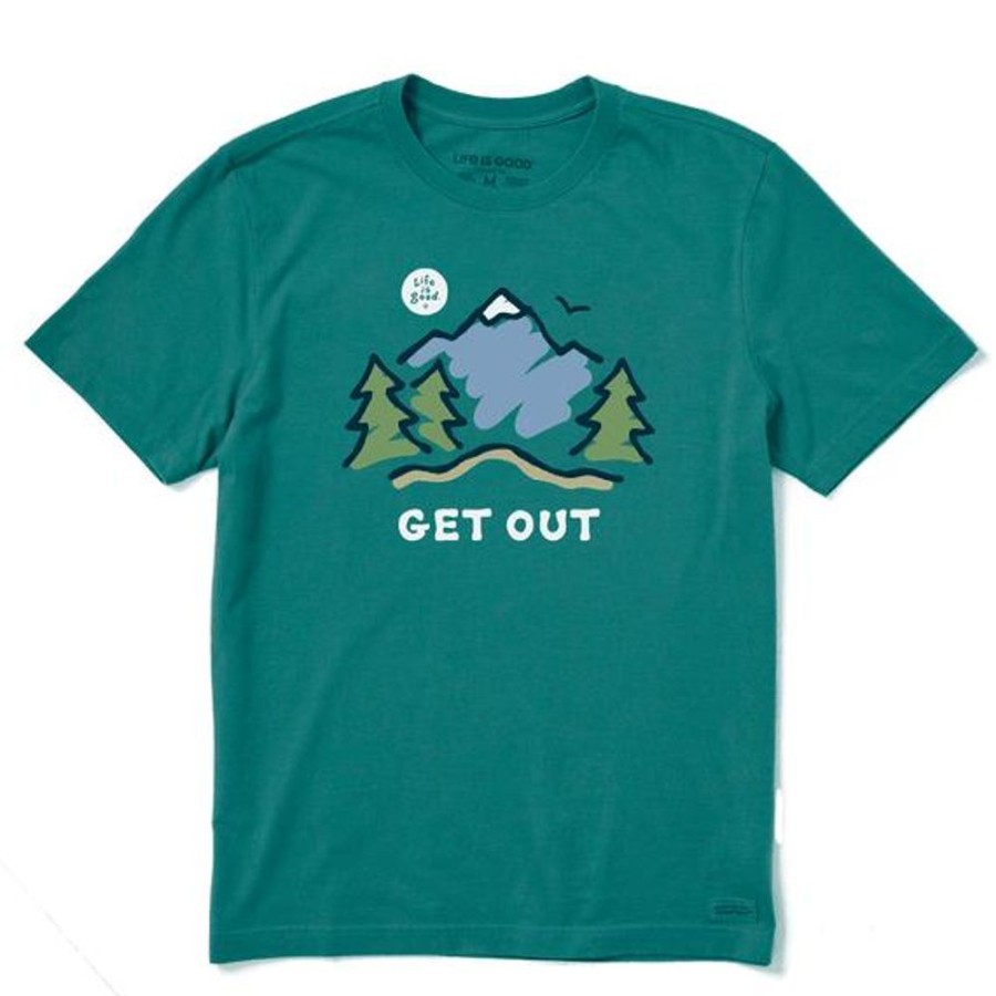 Men Life is Good Graphic Tees | Men'S Get Out Mountain Short Sleeve Tee Spruce Green