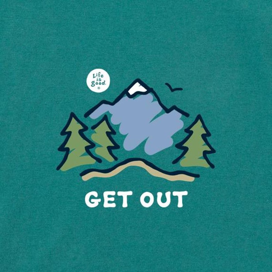 Men Life is Good Graphic Tees | Men'S Get Out Mountain Short Sleeve Tee Spruce Green