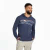 Men Life is Good Graphic Tees | Men'S Linear Wave Stripe Textured Slub Hoodie Darkest Blue