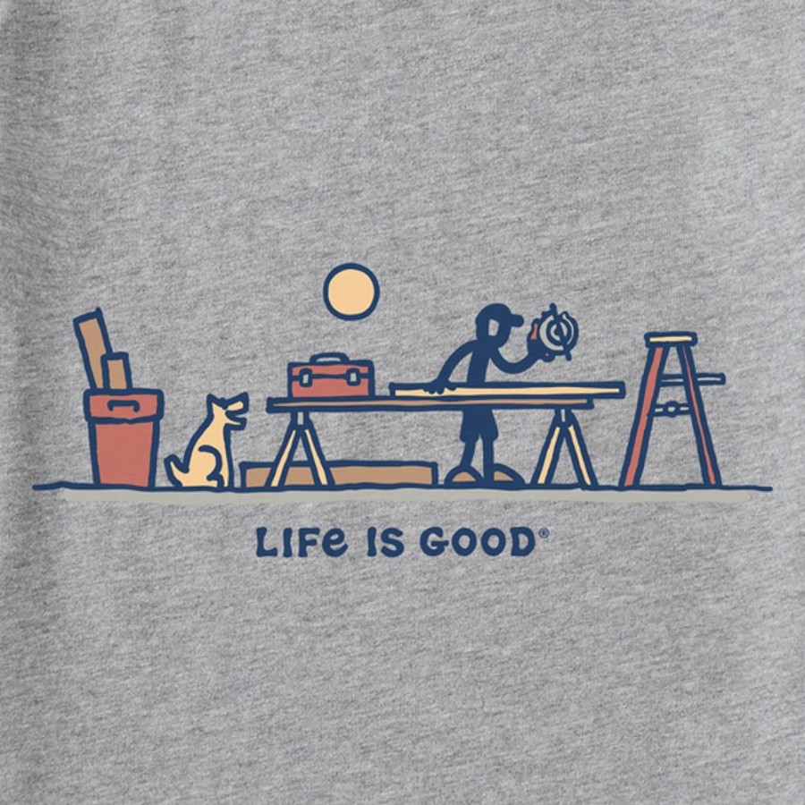 Men Life is Good Graphic Tees | Men'S Vintage Rocket & Jake Woodwork Vista Short Sleeve Tee Heather Gray